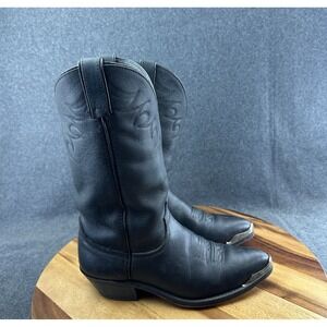 Vintage Code West Black Leather Western Cowboy Boots Women's 7D Made USA 1990s